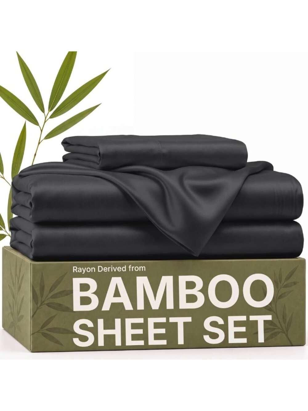 Soft Bamboo Twin XL Sheets - 100% Rayon, Eco-Friendly, Luxurious Black Bedding